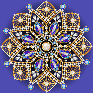 曼荼罗胸针首饰，设计元素。几何复古 ornam
