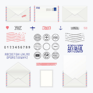 集邮政邮票符号 邮件信封 图标