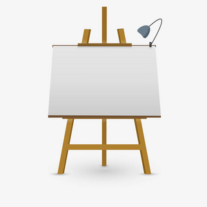 与空白画布的木制画架照片