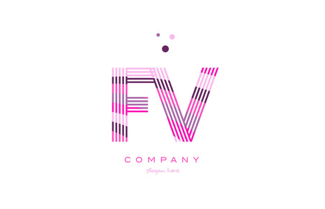 fv f v 字母表字母 logo 粉色紫色线图标模板 vecto