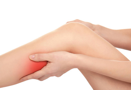 小腿痛女子因小腿疼痛照片