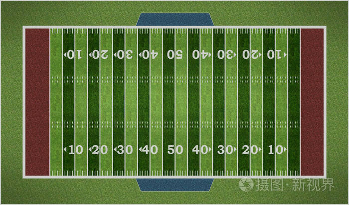 美式足球场孤立在白色背景上.3d 图