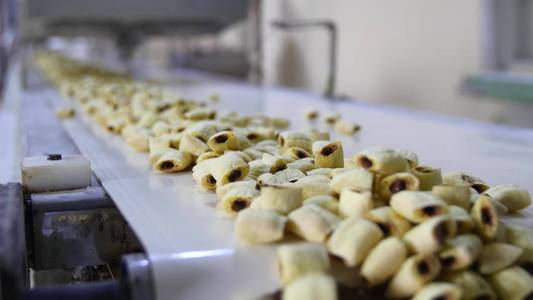 在一家食品厂饼干生产线图片