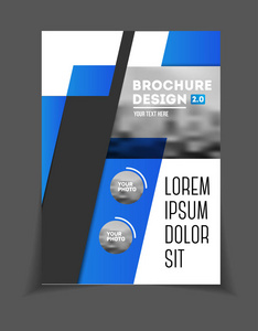 企业宣传册设计。年度报告矢量图模板。传单公司盖。业务的演示文稿与照片和图形的几何元素