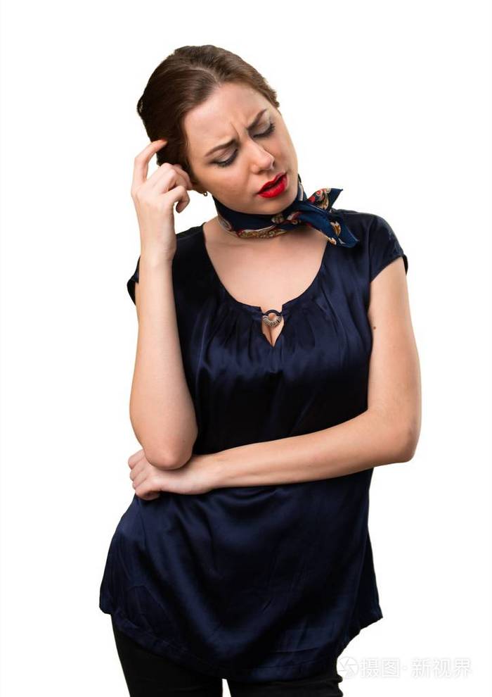 漂亮的空姐有疑虑