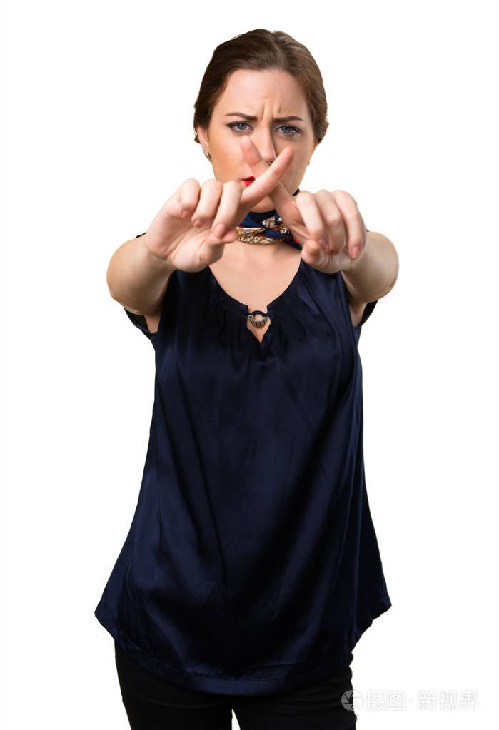 漂亮的空姐做没有手势