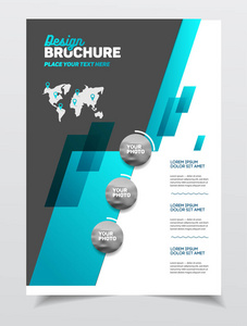 企业宣传册设计。年度报告矢量图模板。传单公司盖。业务的演示文稿与照片和图形的几何元素