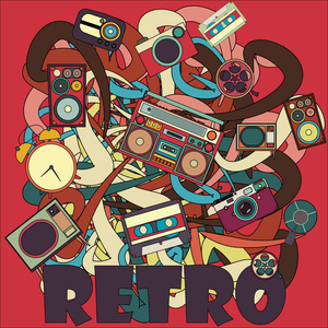 明亮的色彩和音乐符号和项目背景照片