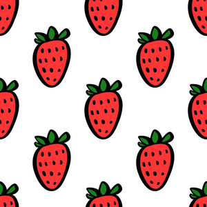 无缝模式与白色背景上的亮红色草莓