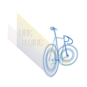 蓝色的自行车生产线，像自行车的文本，行艺术风格矢量