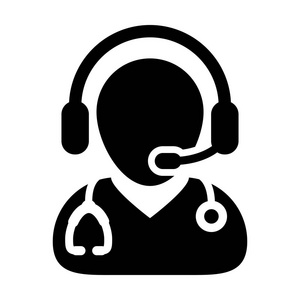 医生图标矢量在线咨询耳机符号i照片