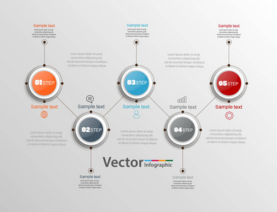 抽象的信息图表编号选项模板与五个步骤。可以用于工作流布局 图 业务步骤选项 横幅 网页设计。矢量 eps 10