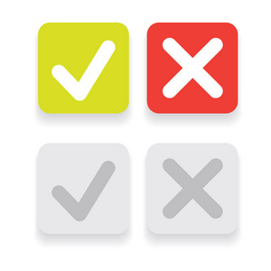 线绿色复选标记或复选框图标设置照片