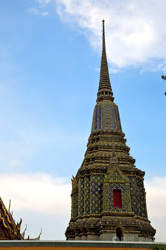 泰国曼谷寺庙和颜色宗教马赛克