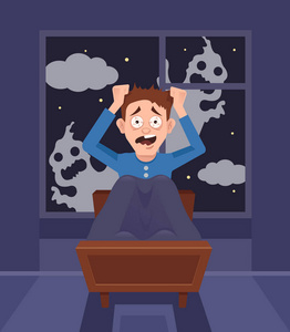 坏的噩梦.矢量平面卡通插画照片