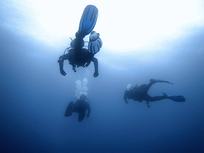 潜水员小组水下背景
