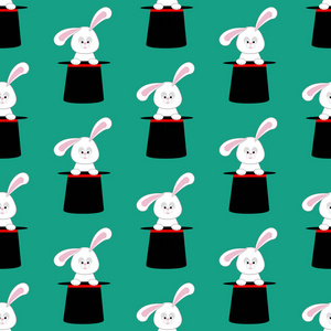 兔子在魔术帽模式图片