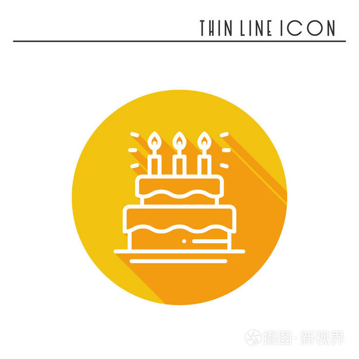 生日蛋糕,蛋糕与蜡烛图标.生日快乐.党庆祝生日假期事件狂欢节节日.