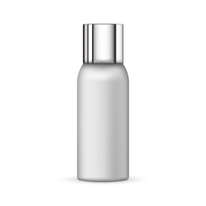白色背景上的 3d 白色现实化妆品包装图标空管矢量图。白色的管状瓶模板。现实的白色塑料瓶化妆品准备好您的设计