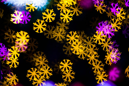 抽象黄紫灯雪片状景背景图片
