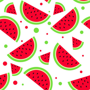 西瓜图案夏季鲜艳的红色绿色水果
