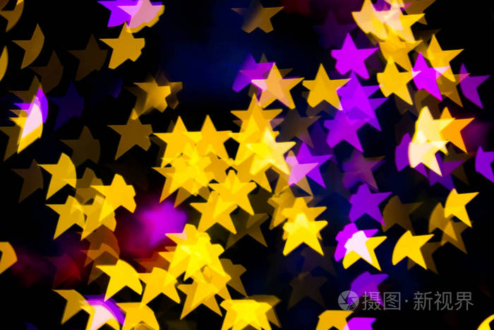 抽象黄紫灯星散景背景