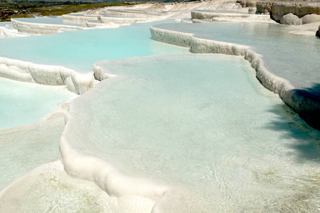 Pammukale，钙的石灰岩。土耳其度假胜地，独特的温泉水含有丰富的钙