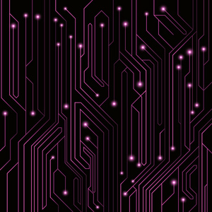 高科技背景下的紫色颜色从一个电脑板指示灯和发光霓虹灯连接器。计算机电路。一个大型的电子网络。矢量图