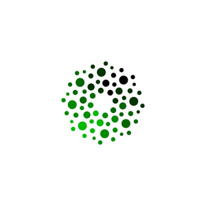 孤立的抽象绿色颜色圆形状标志的白色背景，简单平面虚线的标识矢量图