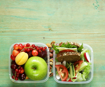 健康饮食，办公室和学校的午餐盒