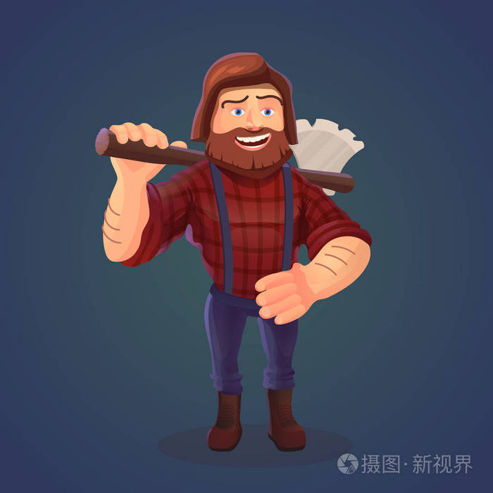 矢量图的常设伐木工人用斧子.