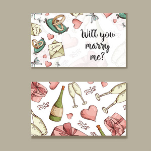 组的婚礼请柬。婚礼卡片模板与个别概念。设计的邀请，感谢您的卡片，保存日期卡