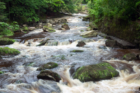 山间石头用石头与山间小溪清澈的水照片