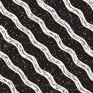 无缝用一手拉涂鸦线条花纹.手绘又脏又臭的波浪条纹背景.