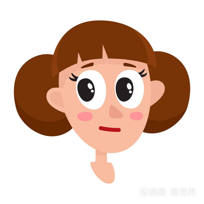 漂亮的棕色头发的女人中性的面部表情