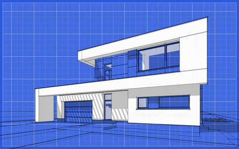 3d 渲染草绘的现代舒适的家