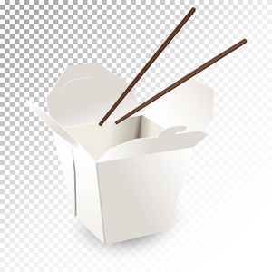 用筷子的快餐盒矢量现实例证
