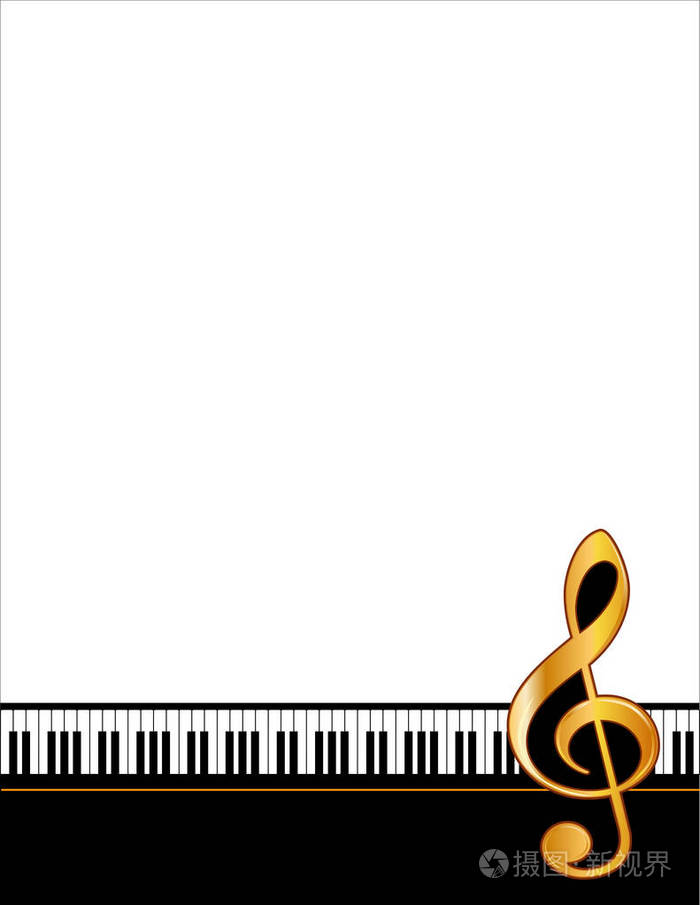 音乐娱乐海报框架,钢琴键盘,高音谱号