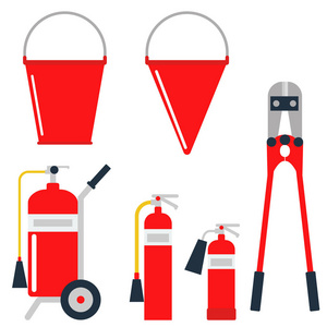 消防安全设备应急工具消防安全危险事故保护矢量图