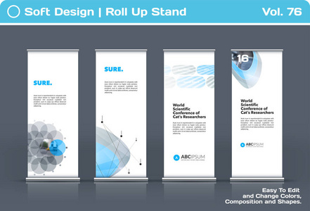 抽象业务向量组的现代滚起横幅站设计模板