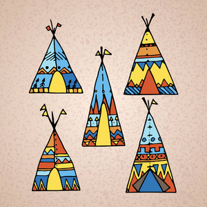 手绘帐篷集照片