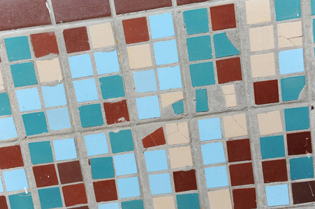 小方砖的纹理。米色蓝色绿松石和棕色