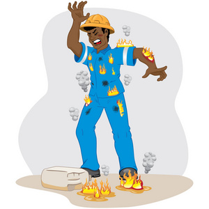 图表示在工作中，起火意外将易燃产品后的 Afrodescending 工人人的安全。理想的工作安全和教育材料