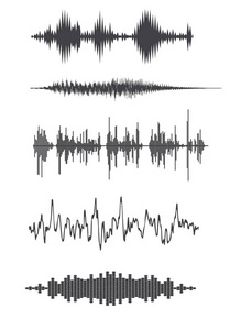 矢量声波集。音频播放器。音频均衡器技术，脉冲音乐剧。矢量图