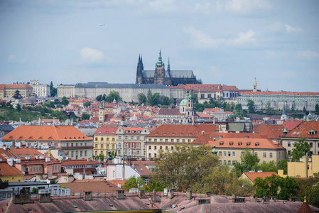 布拉格城堡和伏尔塔瓦河河，布拉格，捷克共和国从圣维特大教堂的视图