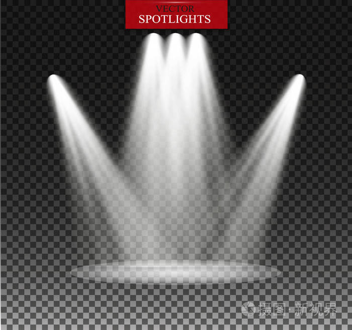 矢量的聚光灯.光的效果.夜景照明,格子的黑暗背景上的透明效果