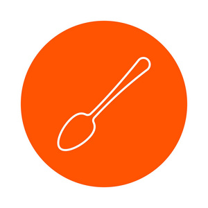 吃饭的勺子，矢量圆形线性图标，平面样式