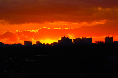 城市太阳日落天空