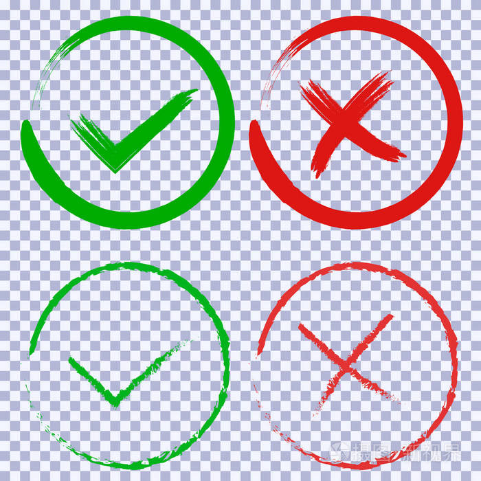 插画 标志,符号 勾选,红十字刷标志.