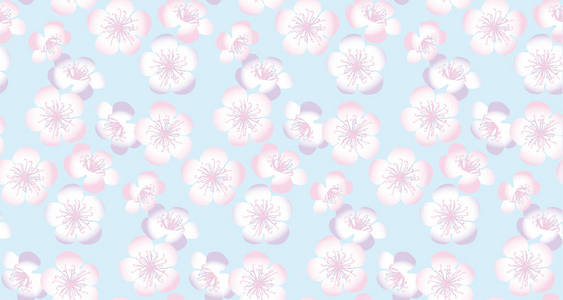装饰的樱花分支。在夏天嫩颜色的无缝花纹。可重复图案的表面设计 web 背景 标题 卡打印项目